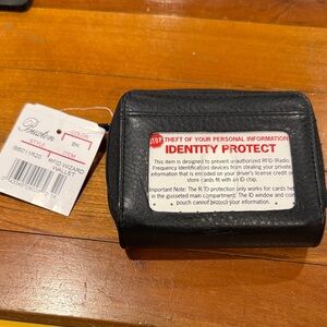 Buxton Black Leather RFID ID Wallet with Clear Window